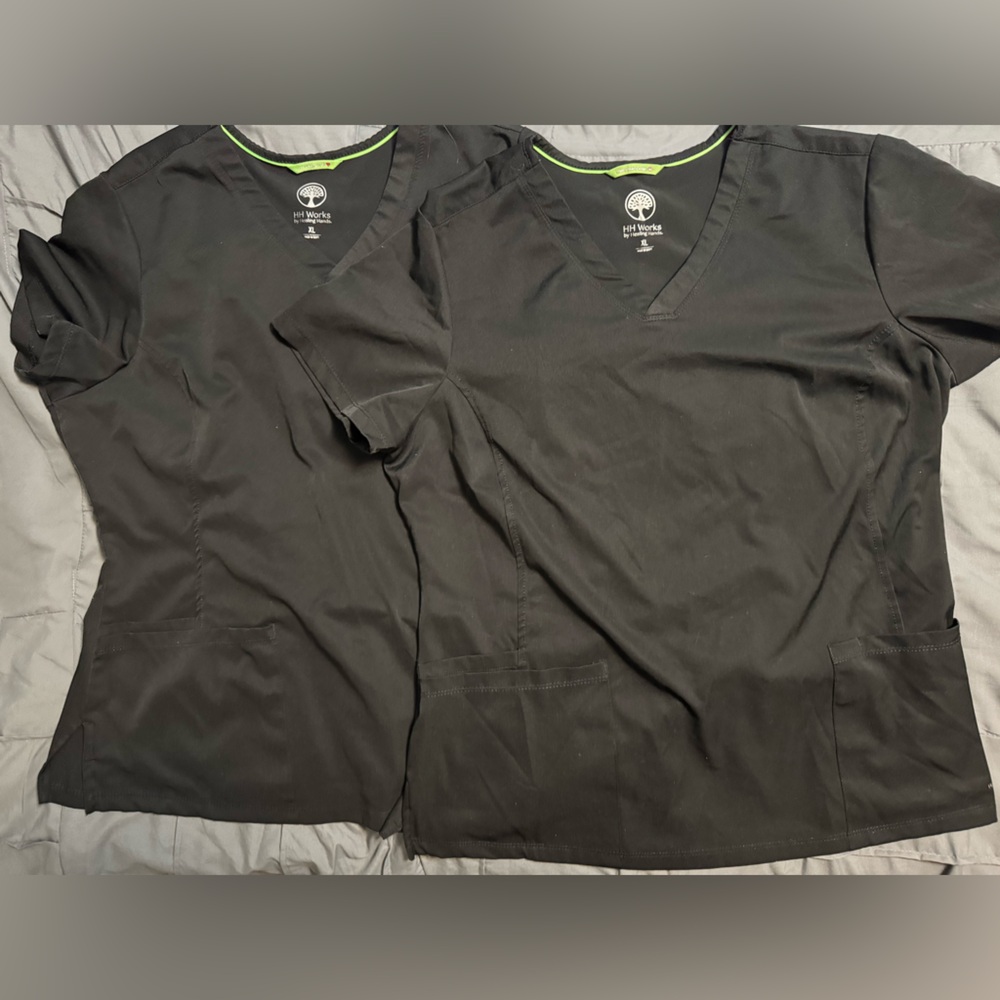 Set of 2 Healing Hands Women’s XL Black Scrub Tops